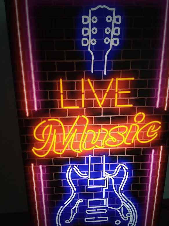 ギター ライブ ミュージック ロック 楽器店 ライブハウス カフェ BAR 音楽 サイン 看板 置物 雑貨 LEDライト 2枚目の画像