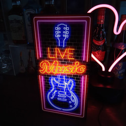 ギター ライブ ミュージック ロック 楽器店 ライブハウス カフェ BAR 音楽 サイン 看板 置物 雑貨 LEDライト 6枚目の画像