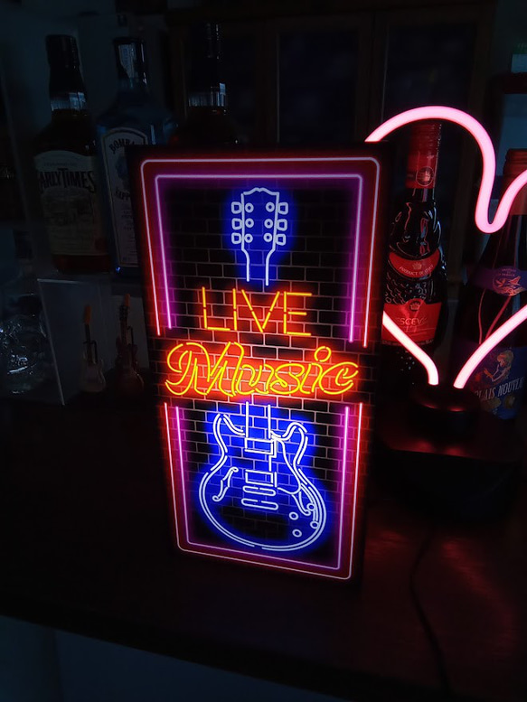 ギター ライブ ミュージック ロック 楽器店 ライブハウス カフェ BAR 音楽 サイン 看板 置物 雑貨 LEDライト 6枚目の画像