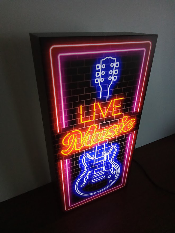 ギター ライブ ミュージック ロック 楽器店 ライブハウス カフェ BAR 音楽 サイン 看板 置物 雑貨 LEDライト 3枚目の画像
