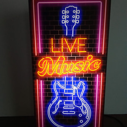 ギター ライブ ミュージック ロック 楽器店 ライブハウス カフェ BAR 音楽 サイン 看板 置物 雑貨 LEDライト 1枚目の画像
