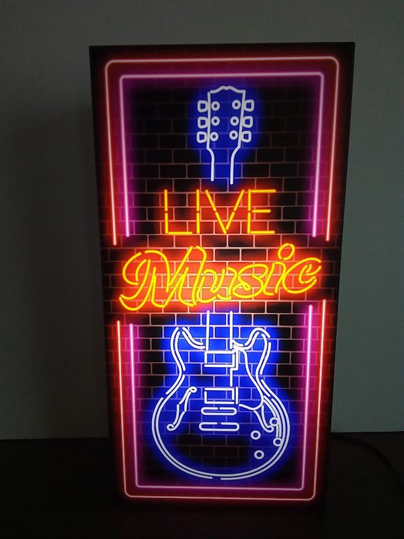 ギター ライブ ミュージック ロック 楽器店 ライブハウス カフェ BAR 音楽 サイン 看板 置物 雑貨 LEDライト 1枚目の画像