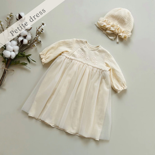 Petite dress はじめてのドレス｜手刺繍ベビーセレモニードレス｜退院
