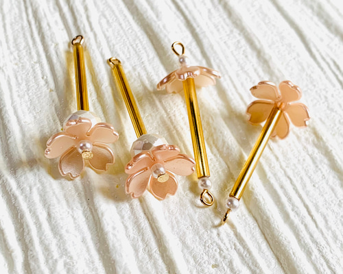 No.1186 桜のチャーム・コネクター 2ペアセット ピアス・イヤリング