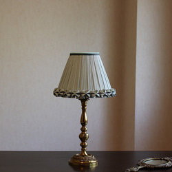 コットンリネンのテーブルランプ用ランプシェード / シュマン・ヴェール / グレーミント 2枚目の画像