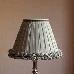 コットンリネンのテーブルランプ用ランプシェード / シュマン・ヴェール / グレーミント 1枚目の画像
