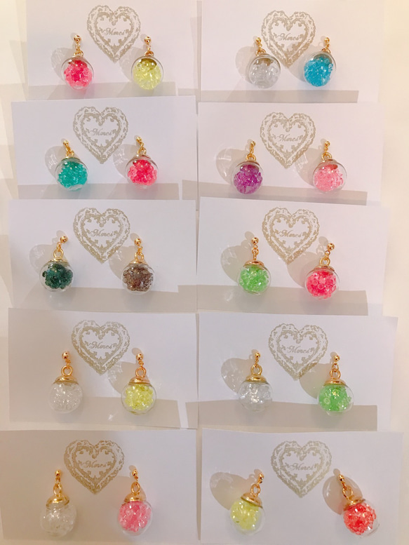 colorful cube pierce(light green＆white) MIX color 7枚目の画像