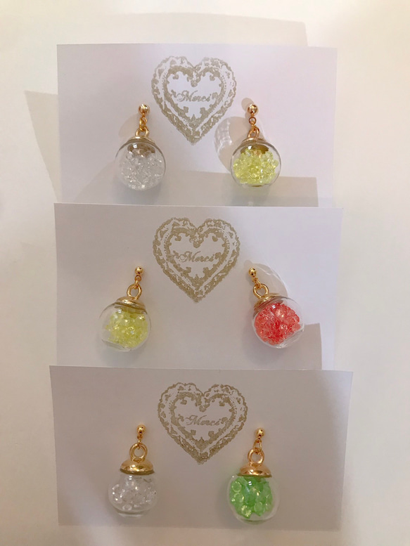 colorful cube pierce(light green＆white) MIX color 8枚目の画像