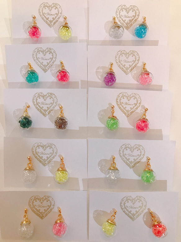 colorful cube pierce(light pink＆white) MIX color 8枚目の画像
