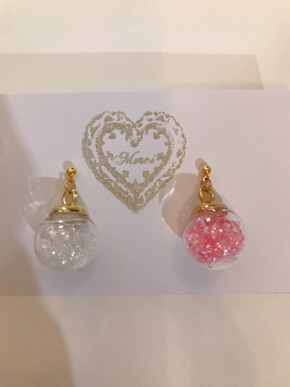 colorful cube pierce(light pink＆white) MIX color 2枚目の画像
