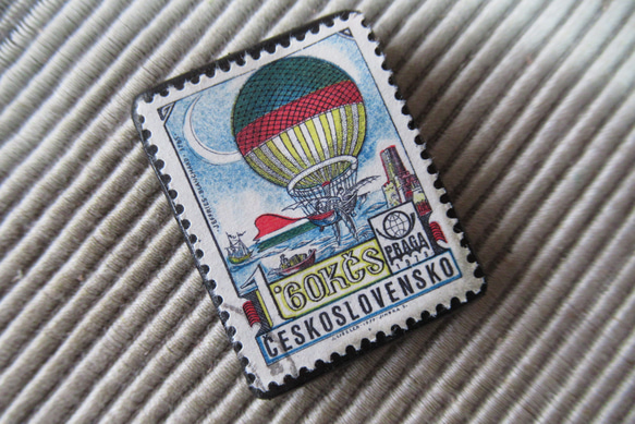 チェコスロバキア　切手ブローチ194 2枚目の画像
