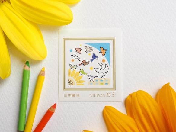 鳥の町　63円切手10枚 1枚目の画像