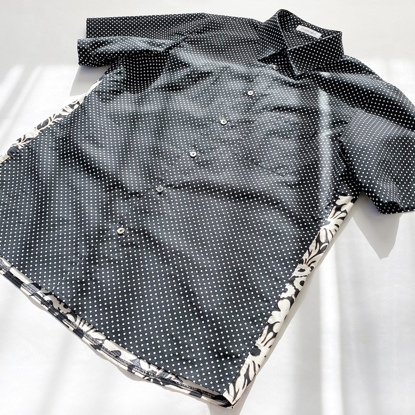 ドット柄×花柄切替シャツ
