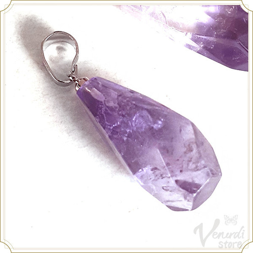 水晶&アメジストネックレス クリア パープル 送料無料 煌めくアメジストネックレス 天然石 パープル ペンダント 紫