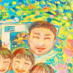「いつまでも家族仲良く過ごせますように」家族の肖像　似顔絵　油彩画　F4 注文絵画 4枚目の画像