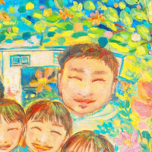 油絵　ミャンマー　「幸せになりますように」 油絵 ミャンマー 「幸せになりますように」