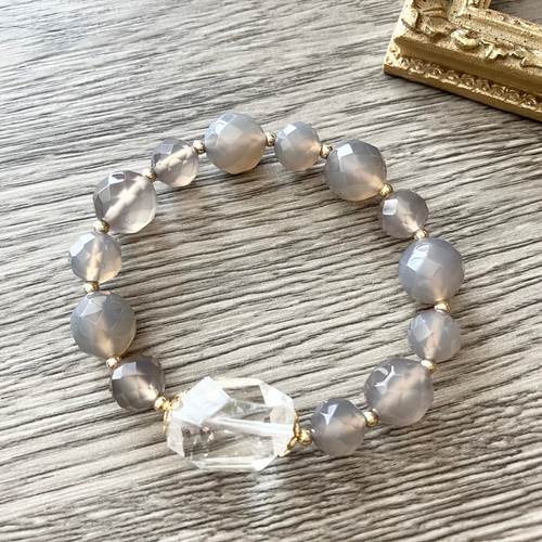 再販＞クリスタル＊グレーオニキス＊ブレスレット ブレスレット