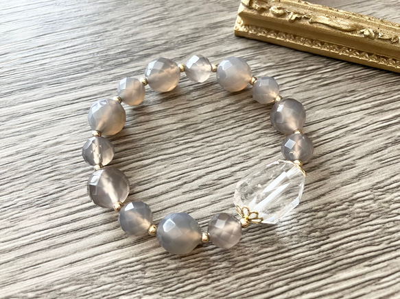 再販＞クリスタル＊グレーオニキス＊ブレスレット ブレスレット Chico