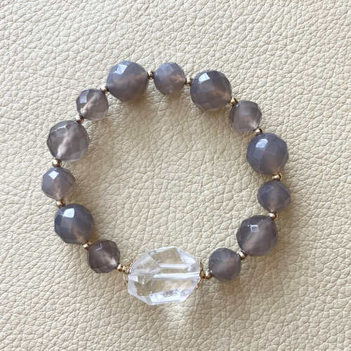 14kgfパープルオニキス✖️MOP✖️水晶ブレスレット 14kgfパープルオニキス✖️MOP✖️水晶ブレスレット