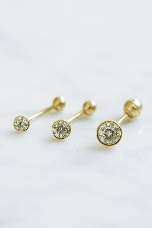 14K金 ゴールド Cz ヘリックス アイブロウ イヤーロブ ロック ダイス