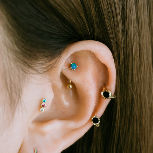 14K金 ゴールド オパール ヘリックス アイブロウ イヤーロブ ロック