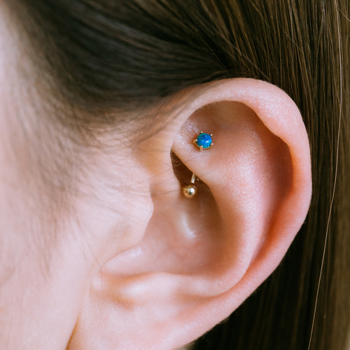 14K金 ゴールド オパール ヘリックス アイブロウ イヤーロブ ロック