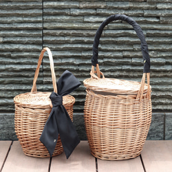 One handle basket & 4way ribbon / M or L size 2枚目の画像