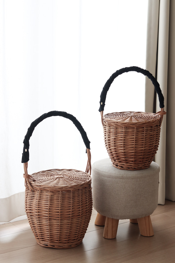 One handle basket & 4way ribbon / M or L size 12枚目の画像