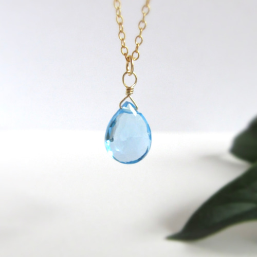 高品質】10mm美粒「スイスブルートパーズ」14kgfネックレス【11月の