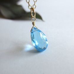 高品質】10mm美粒「スイスブルートパーズ」14kgfネックレス【11月の