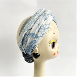 Petitbebe〜ブルーライン電気刺繡フラワーインターレースヘアバンド 4枚目の画像