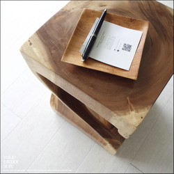 無垢材 ウェーブスツールWNA イス 天然木 椅子 ベンチ 木製スツール ナチュラル 天然木 モンキーポッド 4枚目の画像