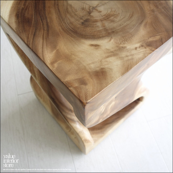 無垢材 ウェーブスツールWNA イス 天然木 椅子 ベンチ 木製スツール ナチュラル 天然木 モンキーポッド 2枚目の画像