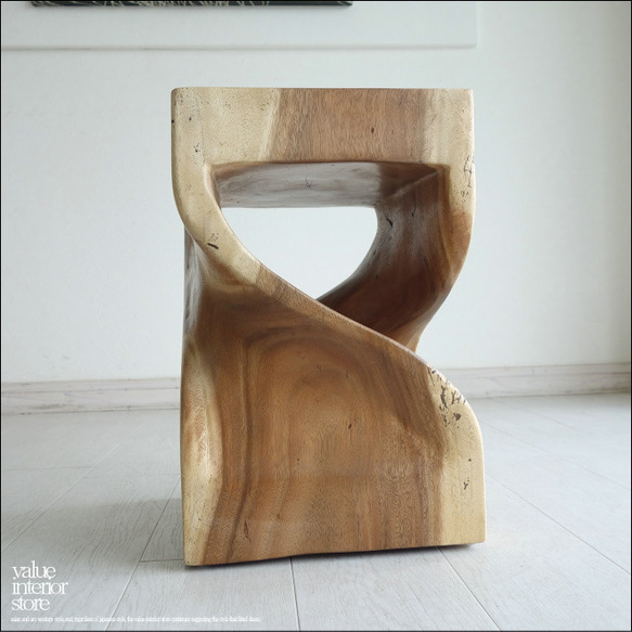 無垢材 ウェーブスツールWNA イス 天然木 椅子 ベンチ 木製スツール ナチュラル 天然木 モンキーポッド 6枚目の画像