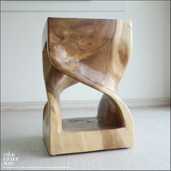 無垢材 ウェーブスツールWNA イス 天然木 椅子 ベンチ 木製スツール ナチュラル 天然木 モンキーポッド 1枚目の画像