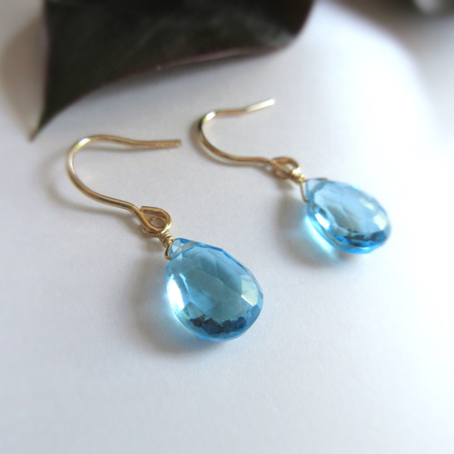 14kgf宝石質ブルートパーズツイストピアス/イヤリング 14kgf宝石質ブルートパーズツイストピアス/イヤリング