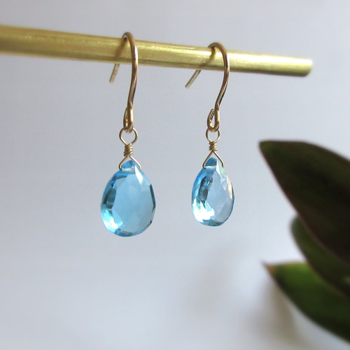 希少✧スイスブルートパーズ フープピアス✧14kgf 希少✧スイスブルートパーズ フープピアス✧14kgf