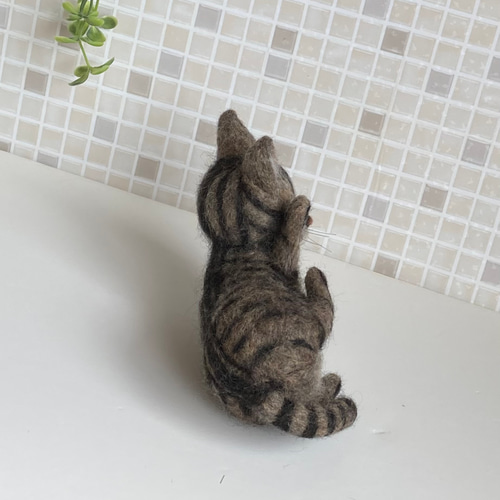 翌日発送 キジトラ 子猫 猫 戯れてる 羊毛フェルト ハンドメイド 羊毛