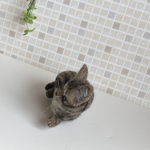 翌日発送 キジトラ 子猫 猫 戯れてる 羊毛フェルト ハンドメイド 羊毛