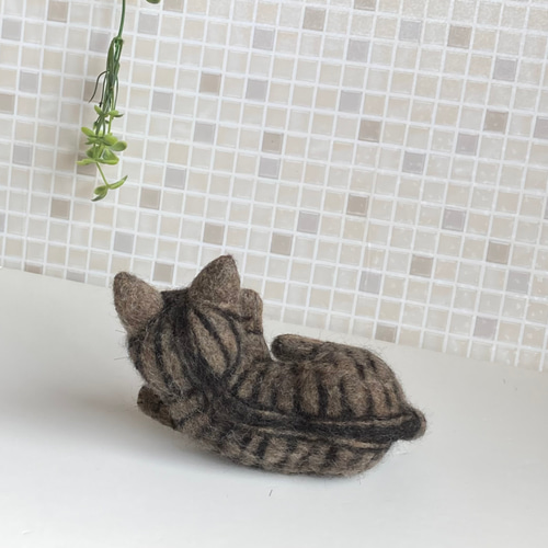 翌日発送 キジトラ 子猫 猫 戯れてる 羊毛フェルト ハンドメイド 羊毛