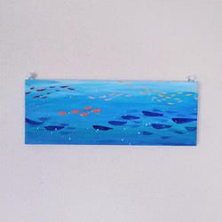「魚といっしょに海中散歩」抽象画＊コルクボードの原画＊アートパネル 6枚目の画像