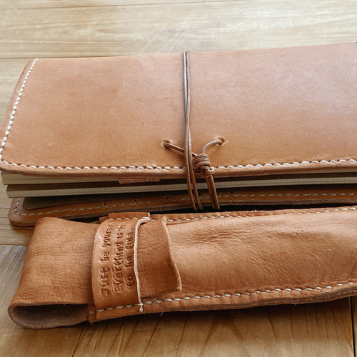 トラベラーズノートカバー＆ペンケース ヌメ革キャメル 手帳