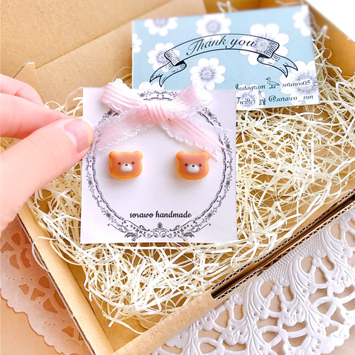 アイシングクッキーのくまちゃん ピアス／イヤリング スイーツ お菓子  