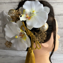 胡蝶蘭髪飾り　（セット）ゴールド 4枚目の画像