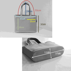 2色づかいの帆布トート《A4横》チャコール×トープ 12枚目の画像