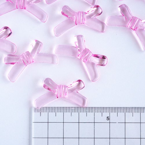 12個】25mm リボンのビーズ 透明 ピンク ビーズ bonbon 通販