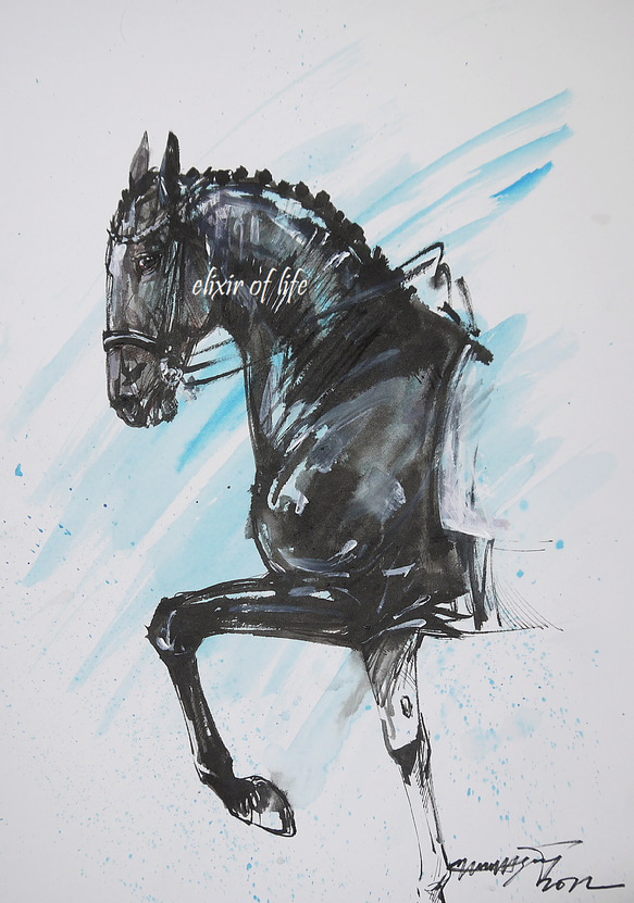 若いウサギ（高級水彩画用紙、F4、24cm×33，7cm、墨