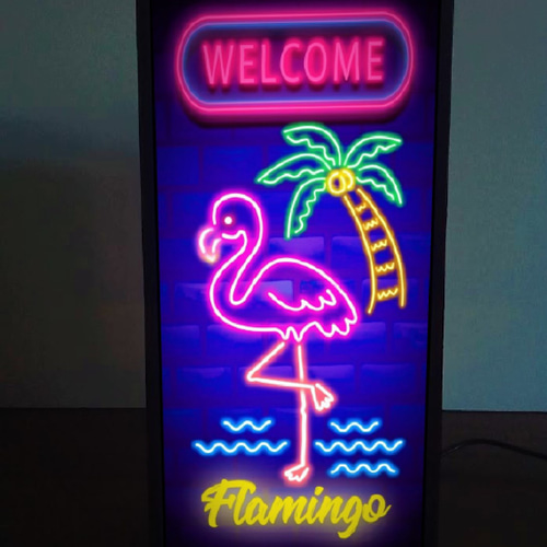 サマータイム フラミンゴ BAR ヤシの木 海 看板 置物 雑貨