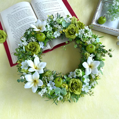 グリーンリース【プルメリア】ガーデンリース＊夏リース リース 花＊花