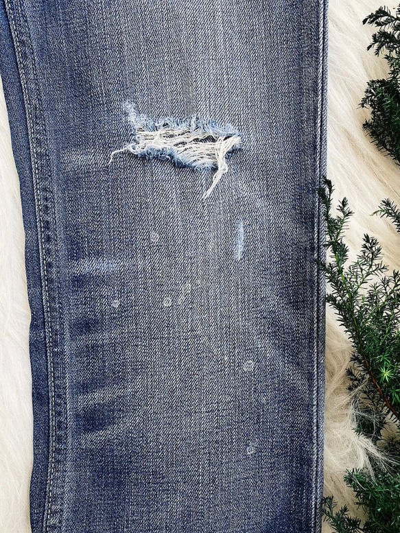 levis / 511 W31 淺海天藍刷色破壞 古著中 腰丹寧牛仔長褲 vintag 第4張的照片